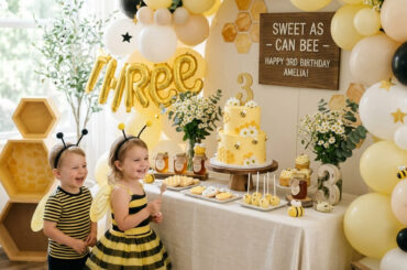 Bee themed third birthday party