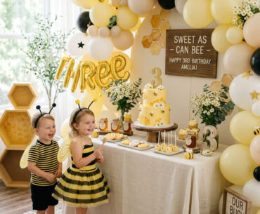 Bee themed third birthday party
