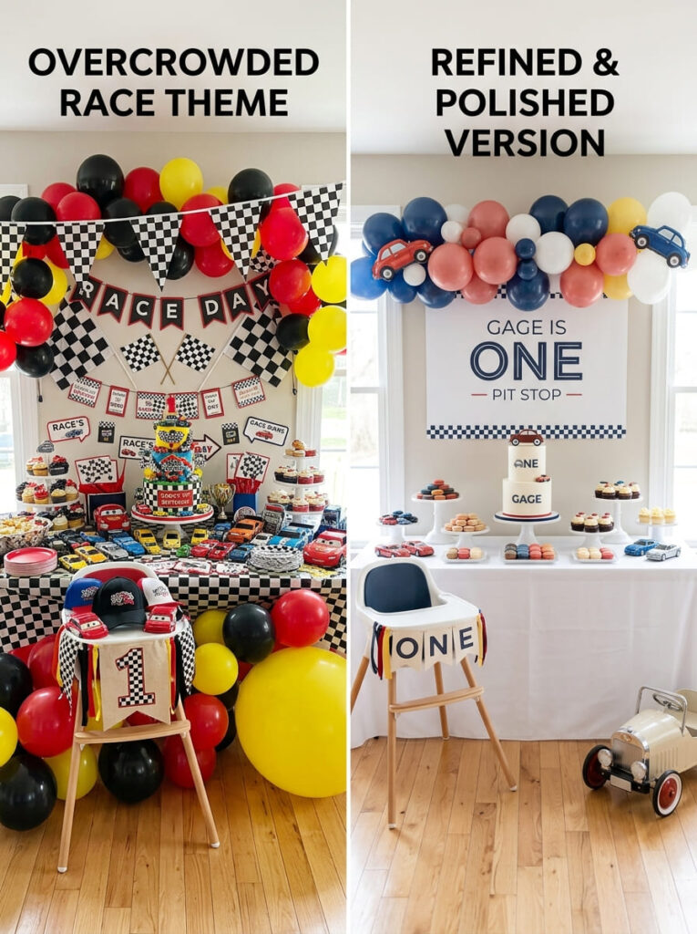 Cars first birthday styling compared with a cleaner polished version