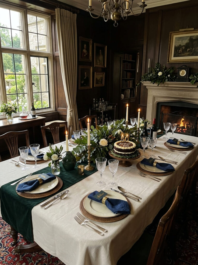 Old money birthday theme with elegant quiet luxury styling