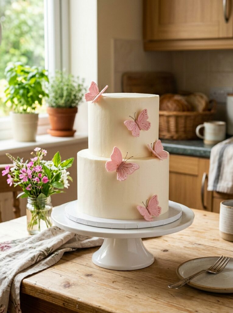 Budget-friendly simple butterfly cake with minimal decorations