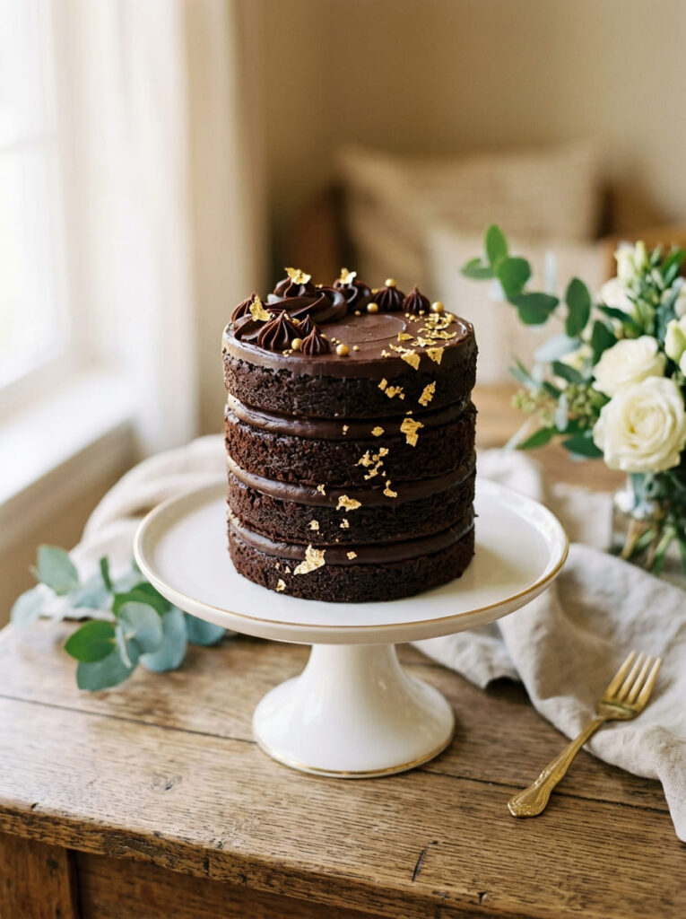Chocolate mini cake stack with boutique elegant design
