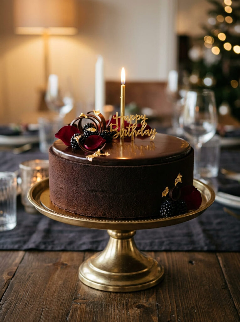 Chocolate velvet velvet birthday cake with layered textured design
