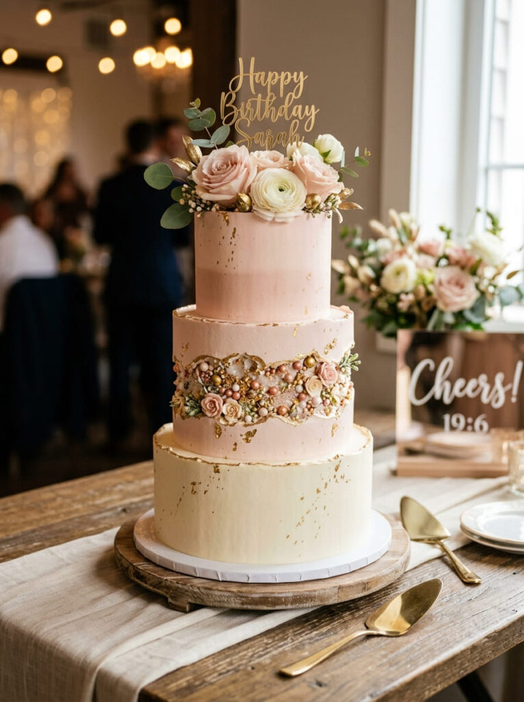 Fault line birthday cake with modern layered design