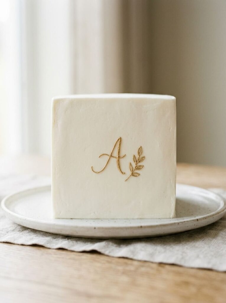Minimal square birthday cake with clean elegant design