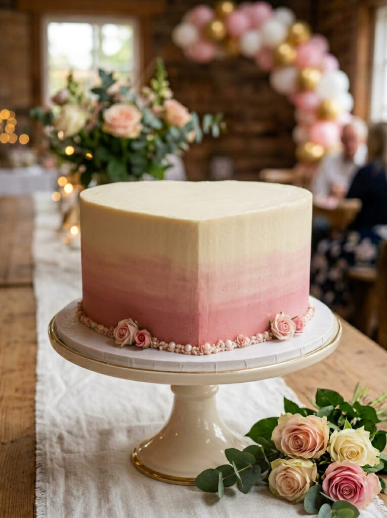 Ombre heart 18th birthday cake with soft gradient styling