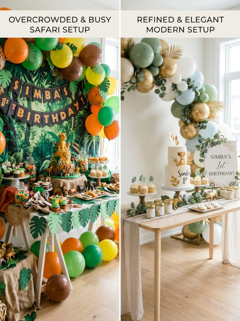 Simba first birthday styling compared with a cleaner polished version