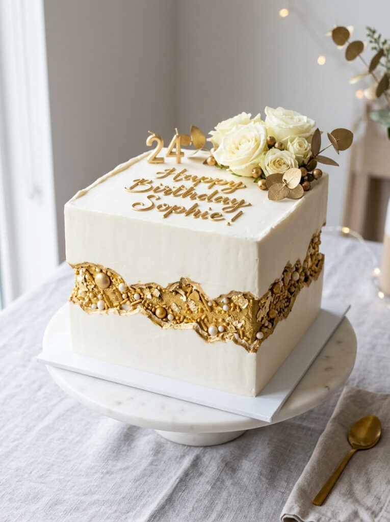 Square fault line birthday cake with modern stylish design