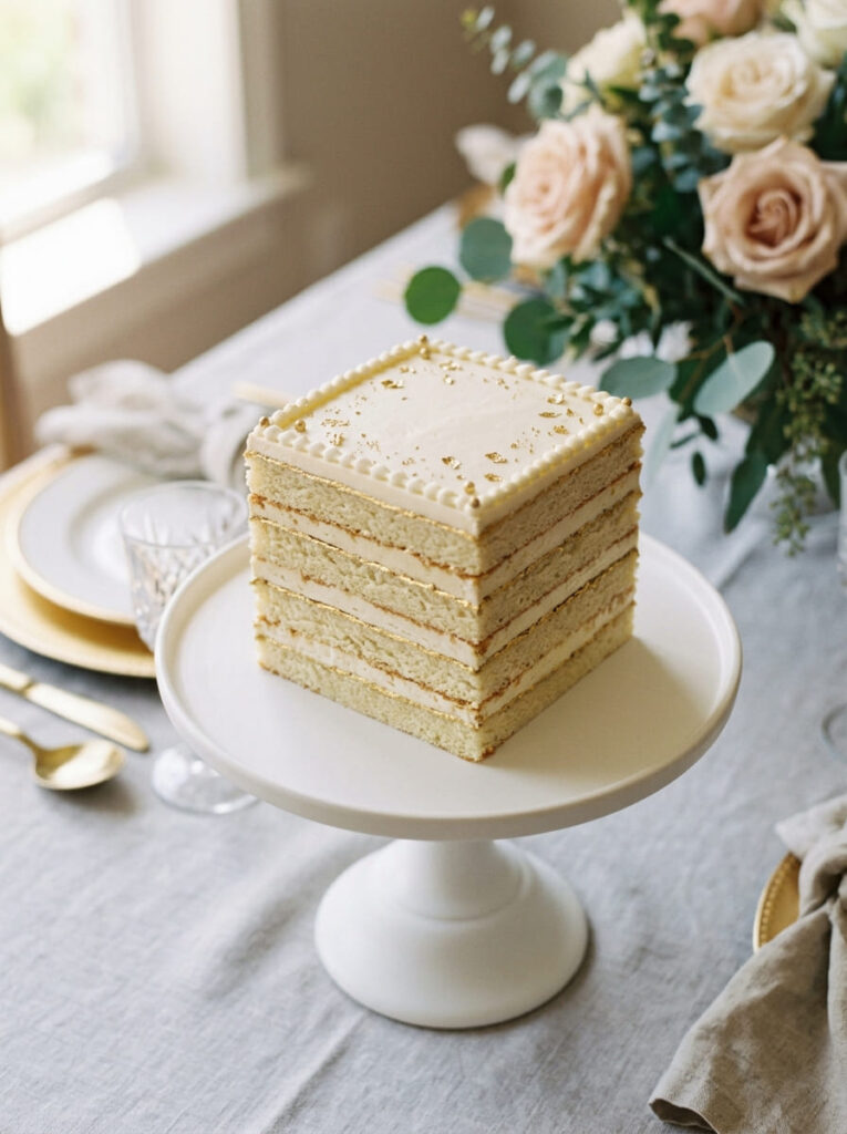 Square mini cake stack with boutique elegant design