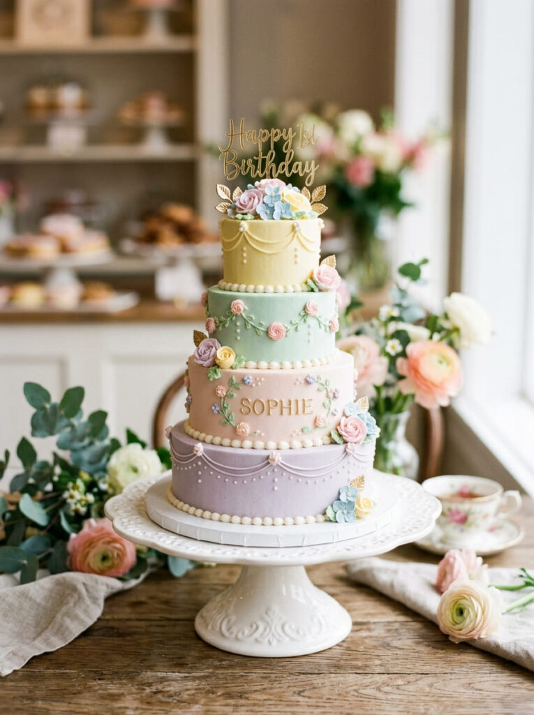 Tiered mini cake stack with stylish compact design