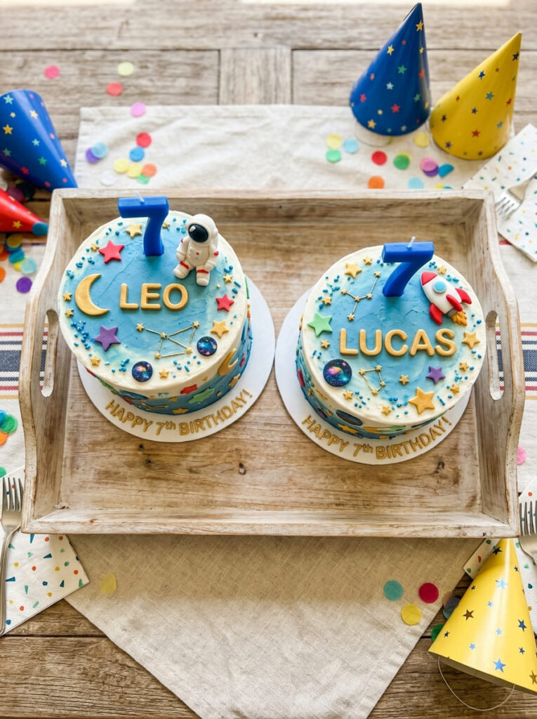  Twin theme birthday cakes with coordinated fun design