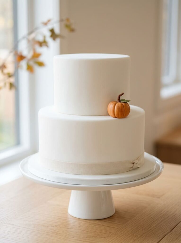 Minimalist modern autumn cake with simple elegant design
