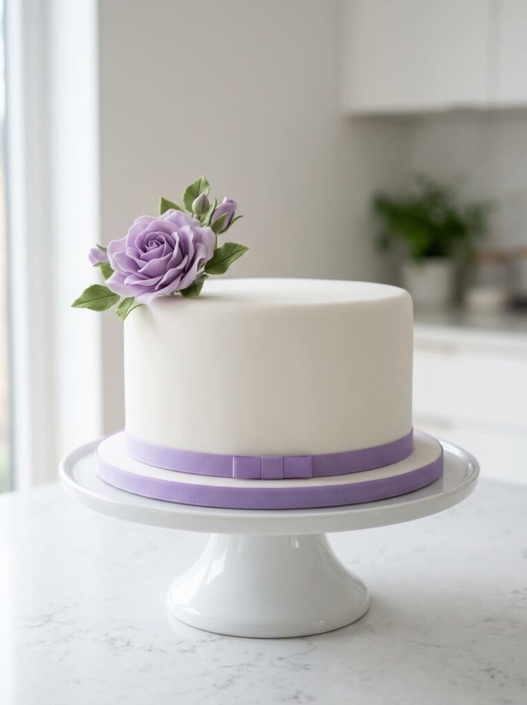 Minimalist modern purple cake with simple elegant design